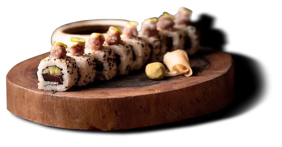 selección de sushis con ingredientes frescos
