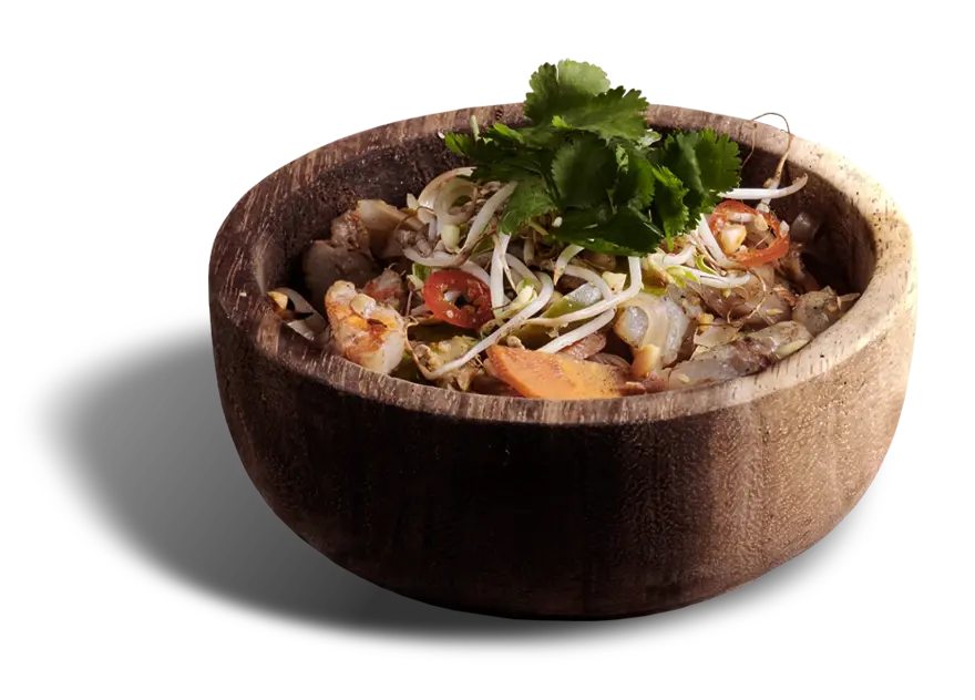 Asian dish prepared in a wok at Funky Geisha Cabo